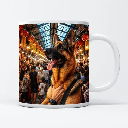 German Shepherd at Colorful Bangkok Market