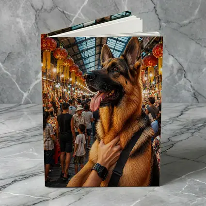German Shepherd at Colorful Bangkok Market