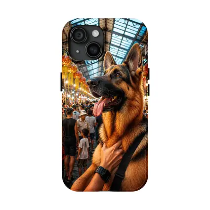 German Shepherd at Colorful Bangkok Market