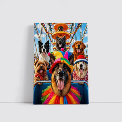 German Shepherd Dogs Clown Hats Carnival Ferris Wheel