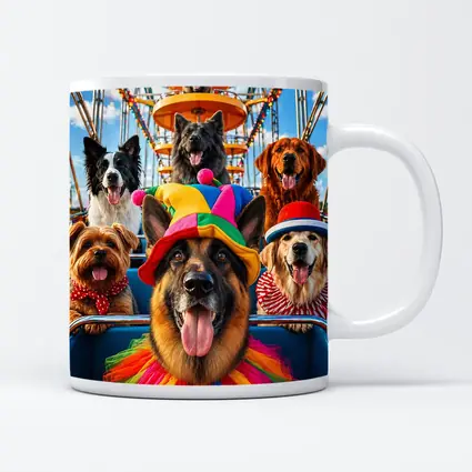 German Shepherd Dogs Clown Hats Carnival Ferris Wheel