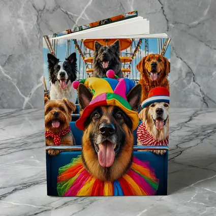 German Shepherd Dogs Clown Hats Carnival Ferris Wheel