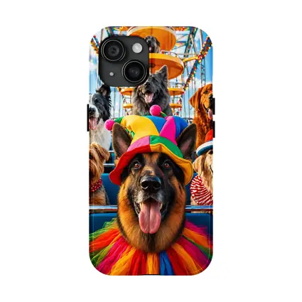 German Shepherd Dogs Clown Hats Carnival Ferris Wheel