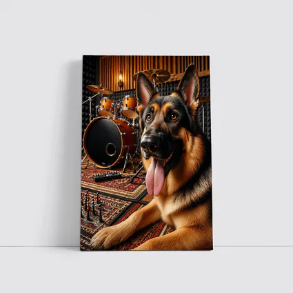German Shepherd Relaxing In Music Studio