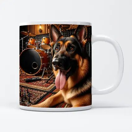German Shepherd Relaxing In Music Studio