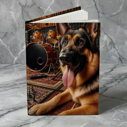 German Shepherd Relaxing In Music Studio