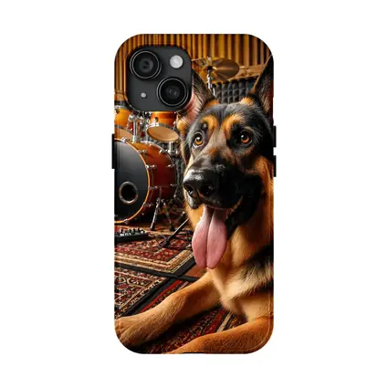 German Shepherd Relaxing In Music Studio