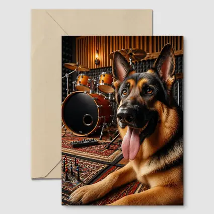 German Shepherd Relaxing In Music Studio