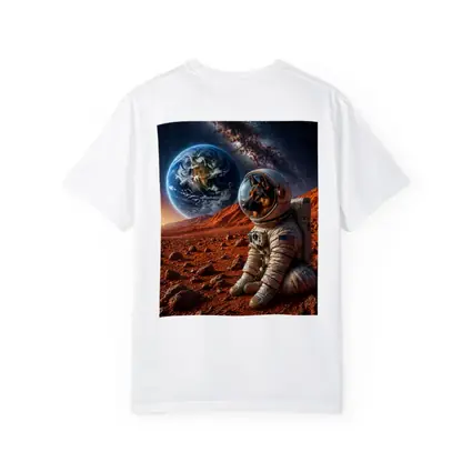 German Shepherd Astronaut On Mars Surface