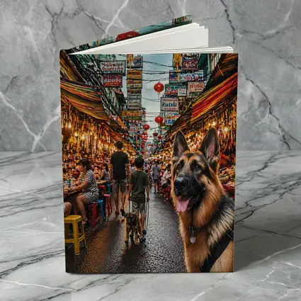 German Shepherd Dog Bangkok Market Street