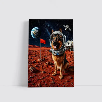German Shepherd Astronaut Dog on Mars