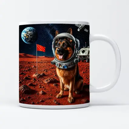 German Shepherd Astronaut Dog on Mars