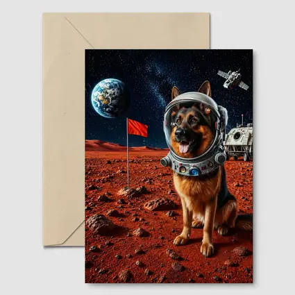 German Shepherd Astronaut Dog on Mars