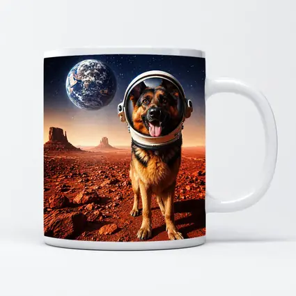 German Shepherd Astronaut Dog on Mars