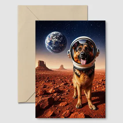 German Shepherd Astronaut Dog on Mars
