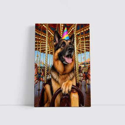 German Shepherd Party Hat Carousel Fun