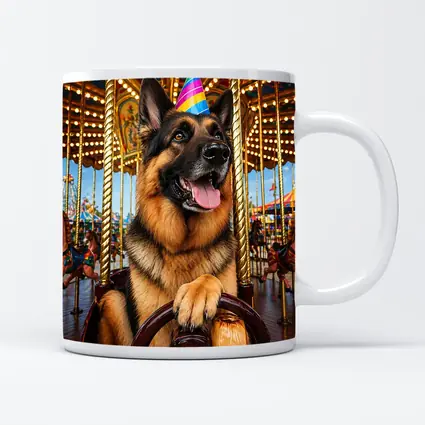 German Shepherd Party Hat Carousel Fun