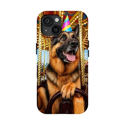 German Shepherd Party Hat Carousel Fun