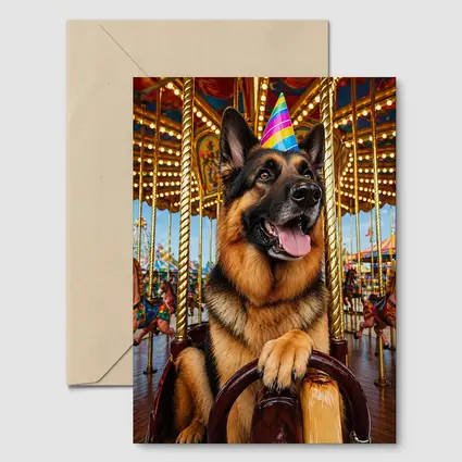 German Shepherd Party Hat Carousel Fun