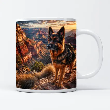 German Shepherd Standing at Grand Canyon Sunset