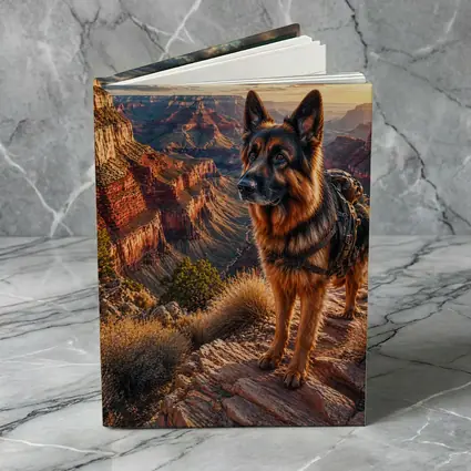 German Shepherd Standing at Grand Canyon Sunset