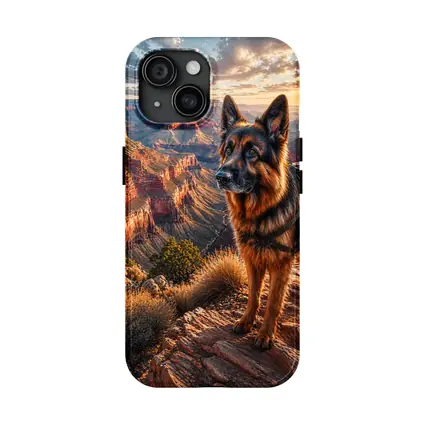German Shepherd Standing at Grand Canyon Sunset