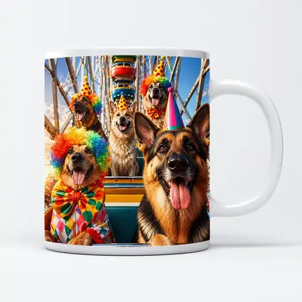 German Shepherds Clown Costumes Ferris Wheel Carnival