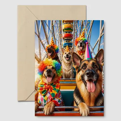 German Shepherds Clown Costumes Ferris Wheel Carnival