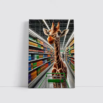 Giraffe Shopping Cart Supermarket Aisle Scene