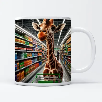 Giraffe Shopping Cart Supermarket Aisle Scene
