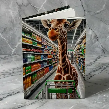 Giraffe Shopping Cart Supermarket Aisle Scene