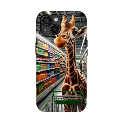 Giraffe Shopping Cart Supermarket Aisle Scene