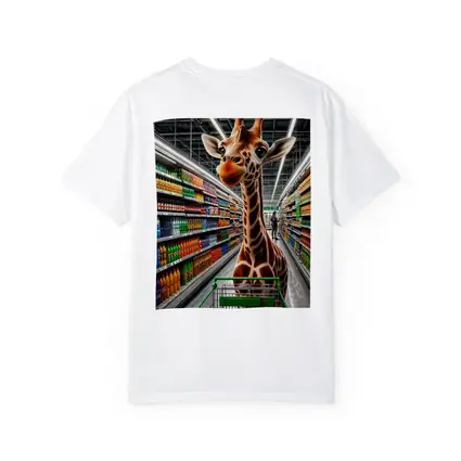 Giraffe Shopping Cart Supermarket Aisle Scene