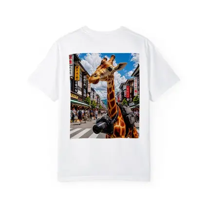 Giraffe Tourist With Camera in Japan