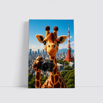 Giraffe Tourist With Camera Tokyo Tower