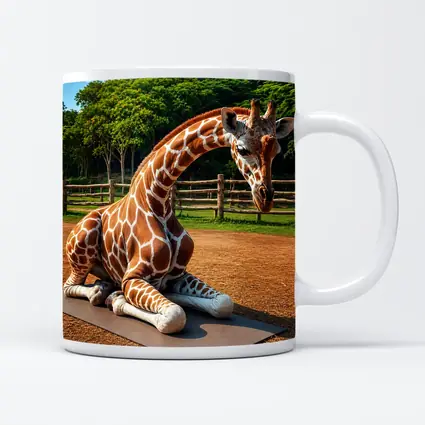 Giraffe Doing Yoga on Mat Outdoors