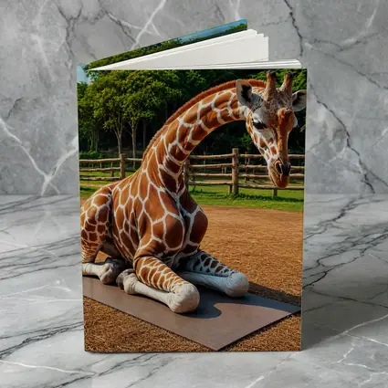 Giraffe Doing Yoga on Mat Outdoors