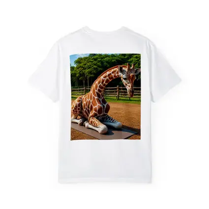 Giraffe Doing Yoga on Mat Outdoors