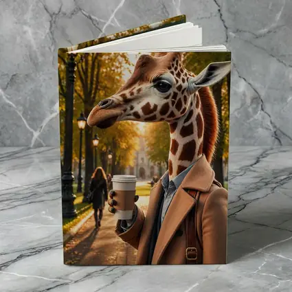 Giraffe With Coffee Autumn Park Walk