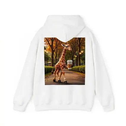 Giraffe Holding Coffee Walking Autumn Park