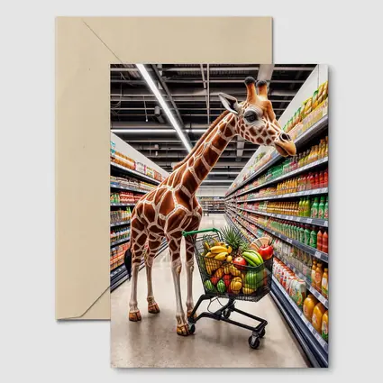 Giraffe Shopping Cart Supermarket Grocery Aisle
