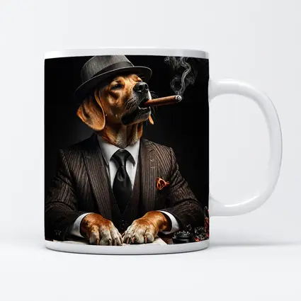 Labrador Dog Boss Suit Cigar Dark Background