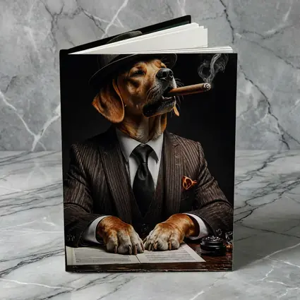 Labrador Dog Boss Suit Cigar Dark Background
