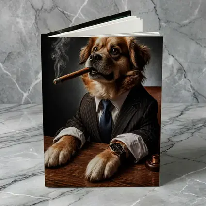 Golden Retriever Boss Suit Cigar Dark