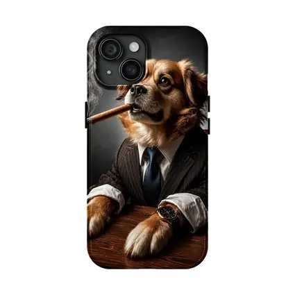 Golden Retriever Boss Suit Cigar Dark