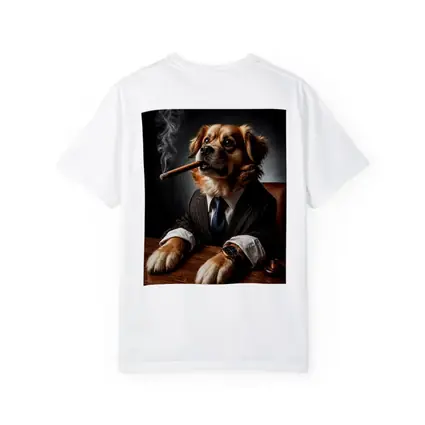 Golden Retriever Boss Suit Cigar Dark
