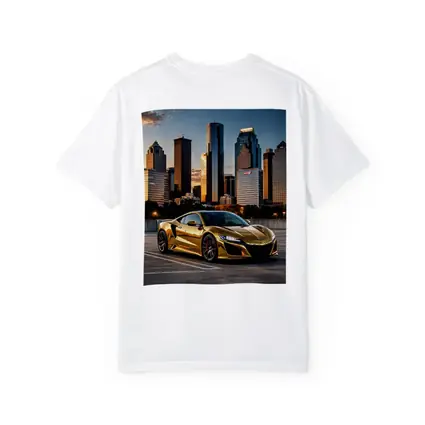 Gold Acura NSX Houston City Skyline