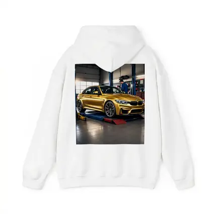Gold BMW M3 Inside Auto Service Garage