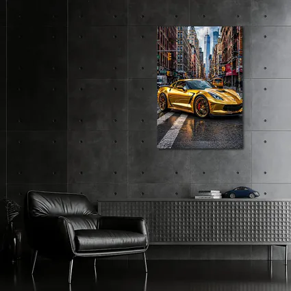 Gold Chevrolet Corvette New York City Street