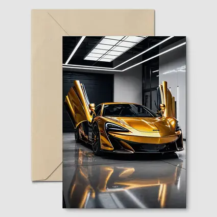 McLaren 600LT Gold Doors Open Garage